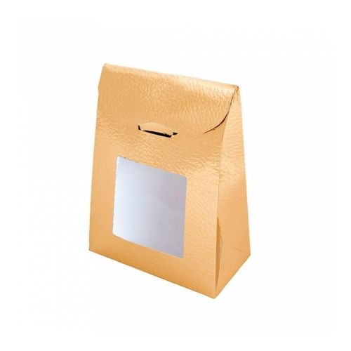 Пакетик с окном для кондитерских изделий 11,5+5,5*18 см, золотой