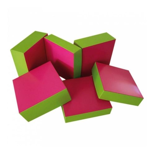 Коробка для кондитерских изделий 16*16 см, фуксия-зеленый