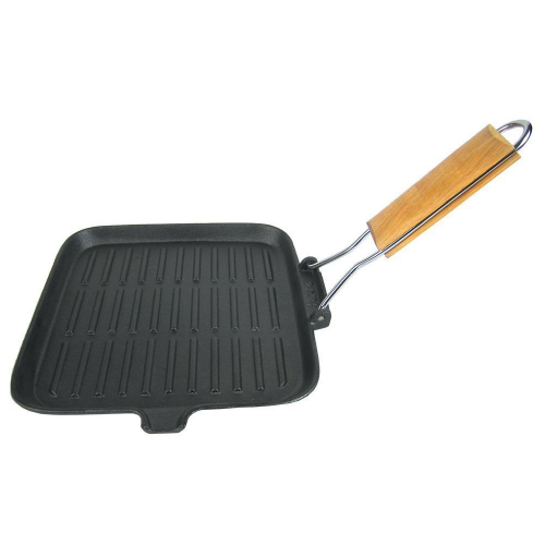 Сковорода-гриль со съемной деревянной ручкой, 24*24 см, чугун, P.L. Proff Cuisine