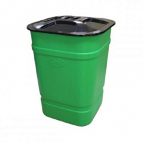 Бак мусорный c крышкой 300 литров зеленый квадратный
