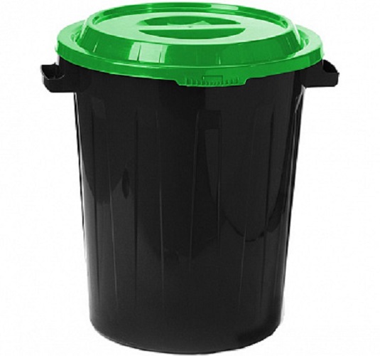 Бак мусорный c крышкой 60 литров ярко-зеленый